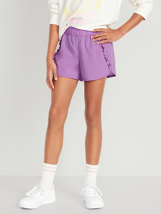 View large product image 1 of 4. Dolphin-Hem Ruffle-Trim Run Shorts for Girls