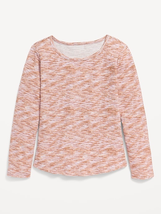 View large product image 1 of 1. Cozy Long-Sleeve Printed Rib-Knit T-Shirt for Girls