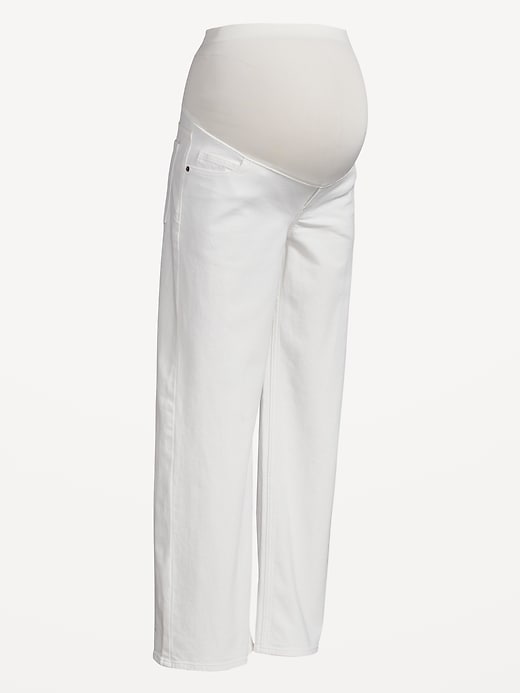 Image number 4 showing, Maternity Full-Panel Wide Leg Jeans