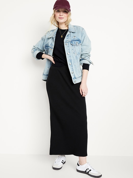 Image number 3 showing, High-Waisted Rib-Knit Maxi Skirt