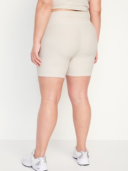 Image number 8 showing, High-Waisted PowerSoft Ribbed Biker Shorts -- 6-inch inseam