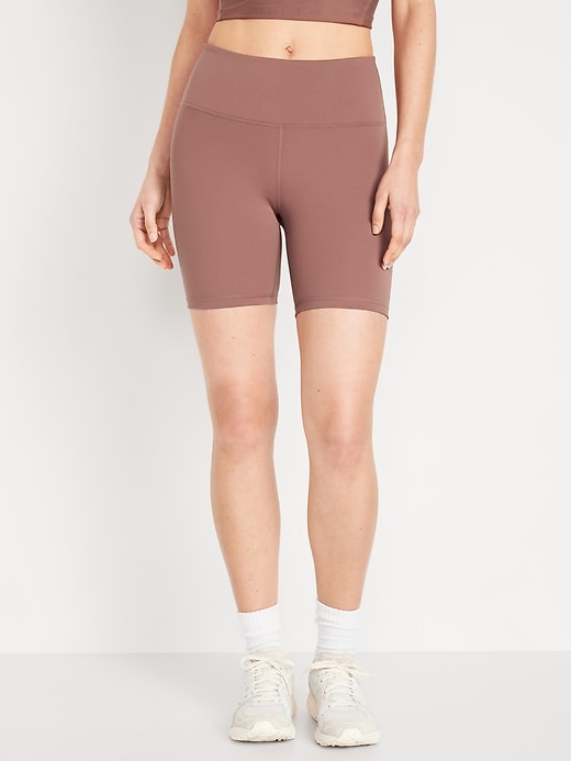 Image number 1 showing, High-Waisted PowerSoft Biker Shorts -- 6-inch inseam