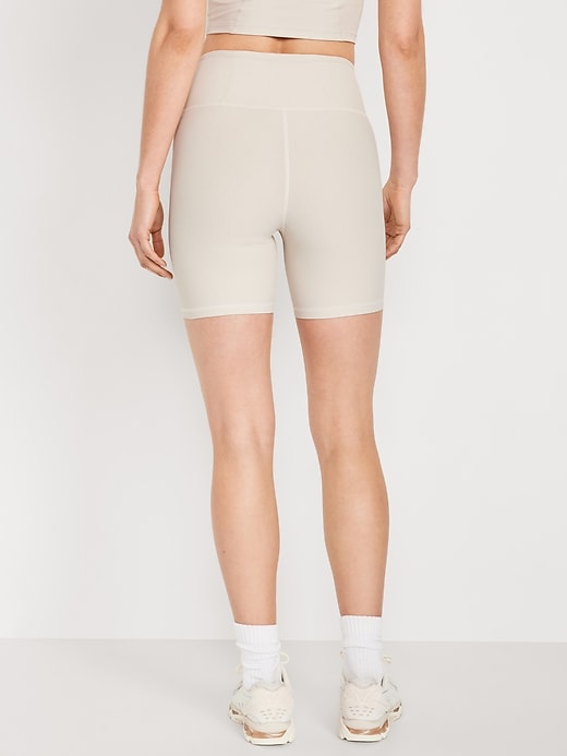 Image number 2 showing, High-Waisted PowerSoft Ribbed Biker Shorts -- 6-inch inseam