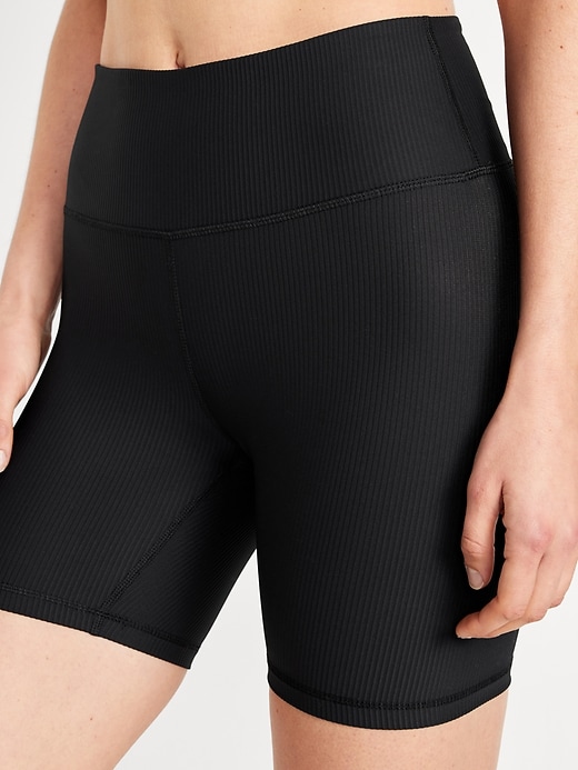Image number 4 showing, High-Waisted PowerSoft Ribbed Biker Shorts -- 6-inch inseam