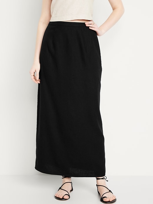 High-Waisted Linen-Blend Maxi Skirt | Old Navy