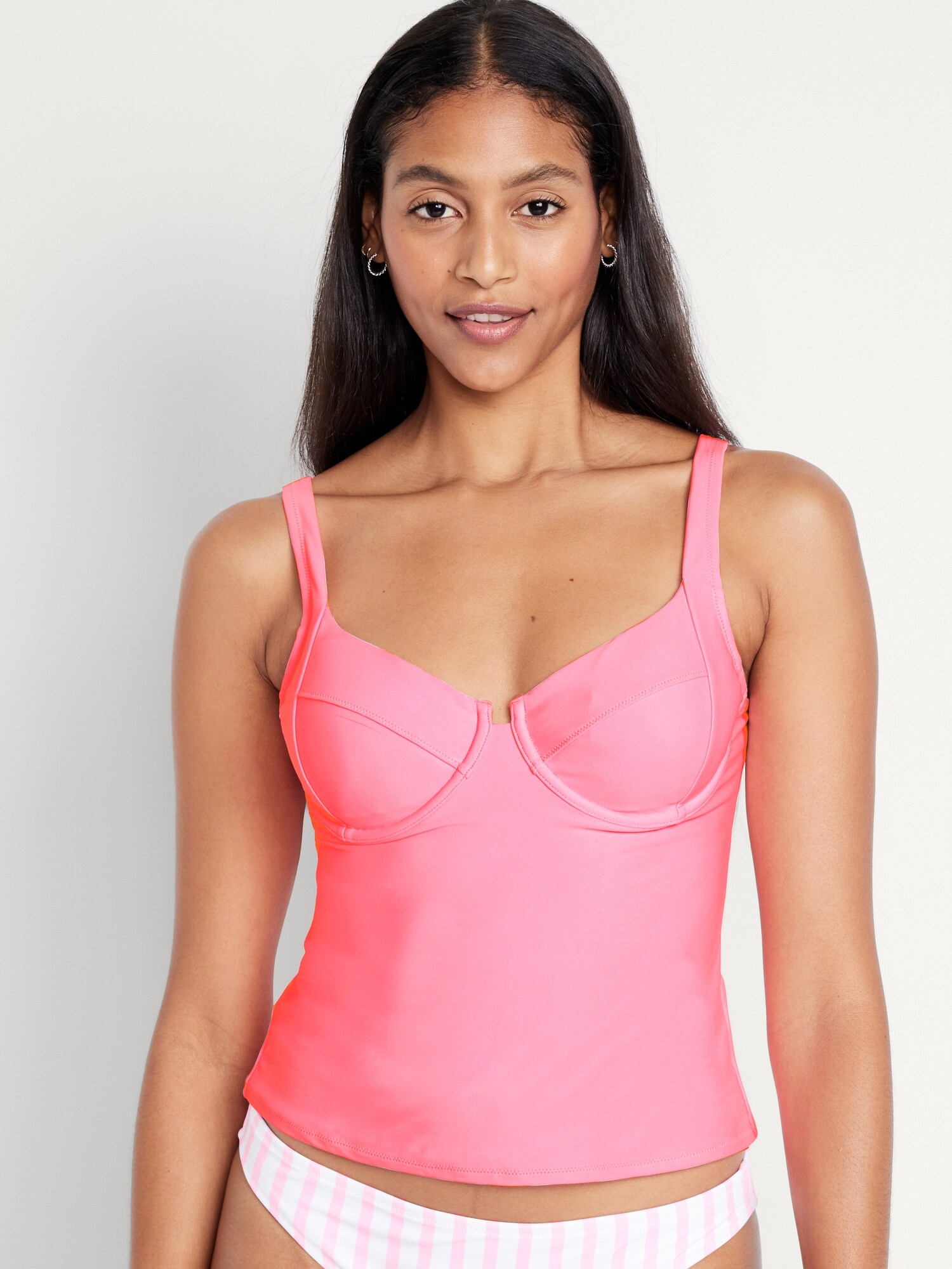 thumbnail image 2 of Women's Underwire Tankini Swimsuit Top - Push Up Bathing Suit With Adjustable Straps 2 of 14