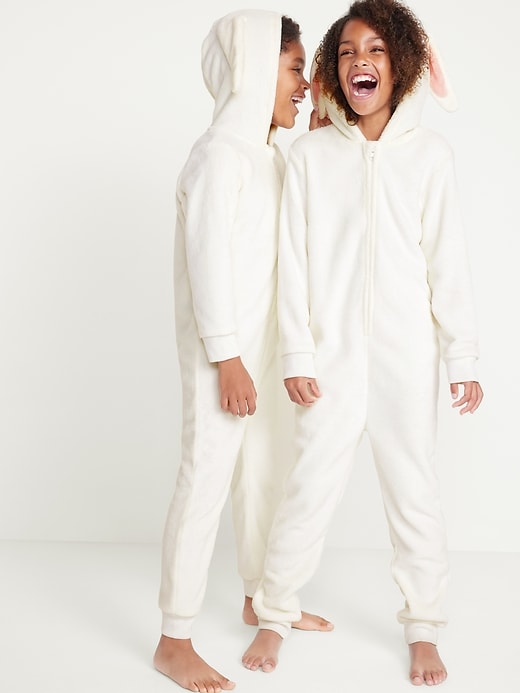 View large product image 1 of 3. Gender-Neutral Bunny Sherpa One-Piece Pajama for Kids