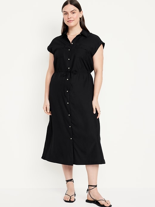 Image number 4 showing, Waist-Defined Utility Midi Shirt Dress