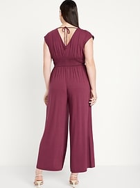 Waist-Defined Shirred Jumpsuit