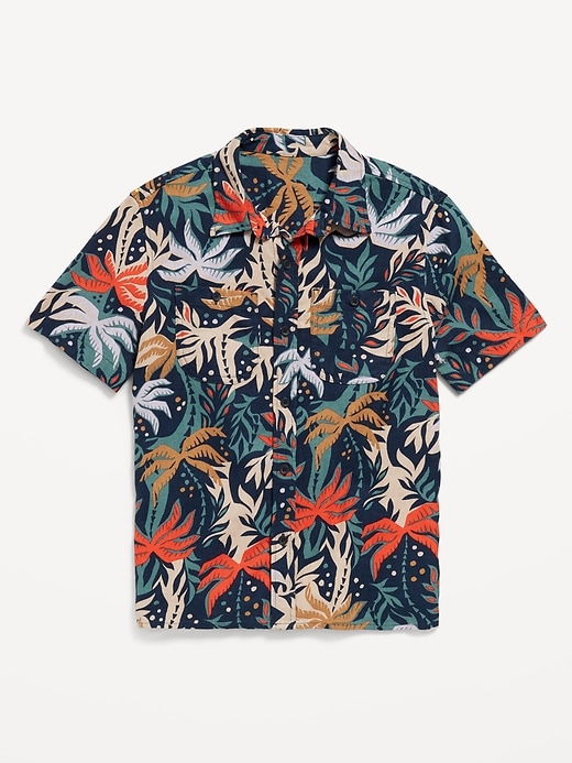 View large product image 2 of 4. Printed Short-Sleeve Linen-Blend Pocket Shirt for Boys
