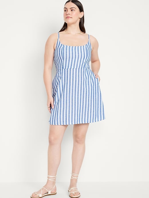 Image number 5 showing, Fit & Flare Linen-Blend Mini Dress