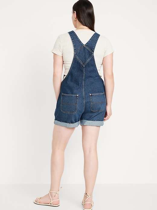 Image number 6 showing, Slouchy Jean Cut-Off Overalls -- 3.5-inch inseam