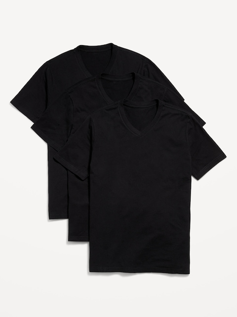 Soft-Washed V-Neck T-Shirt 3-Pack - Black Jack
