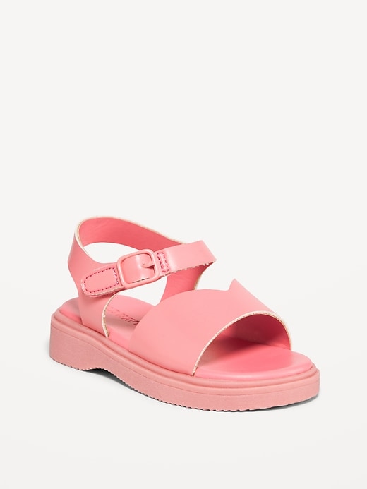 View large product image 1 of 3. Chunky Faux-Leather Sandals for Toddler Girls