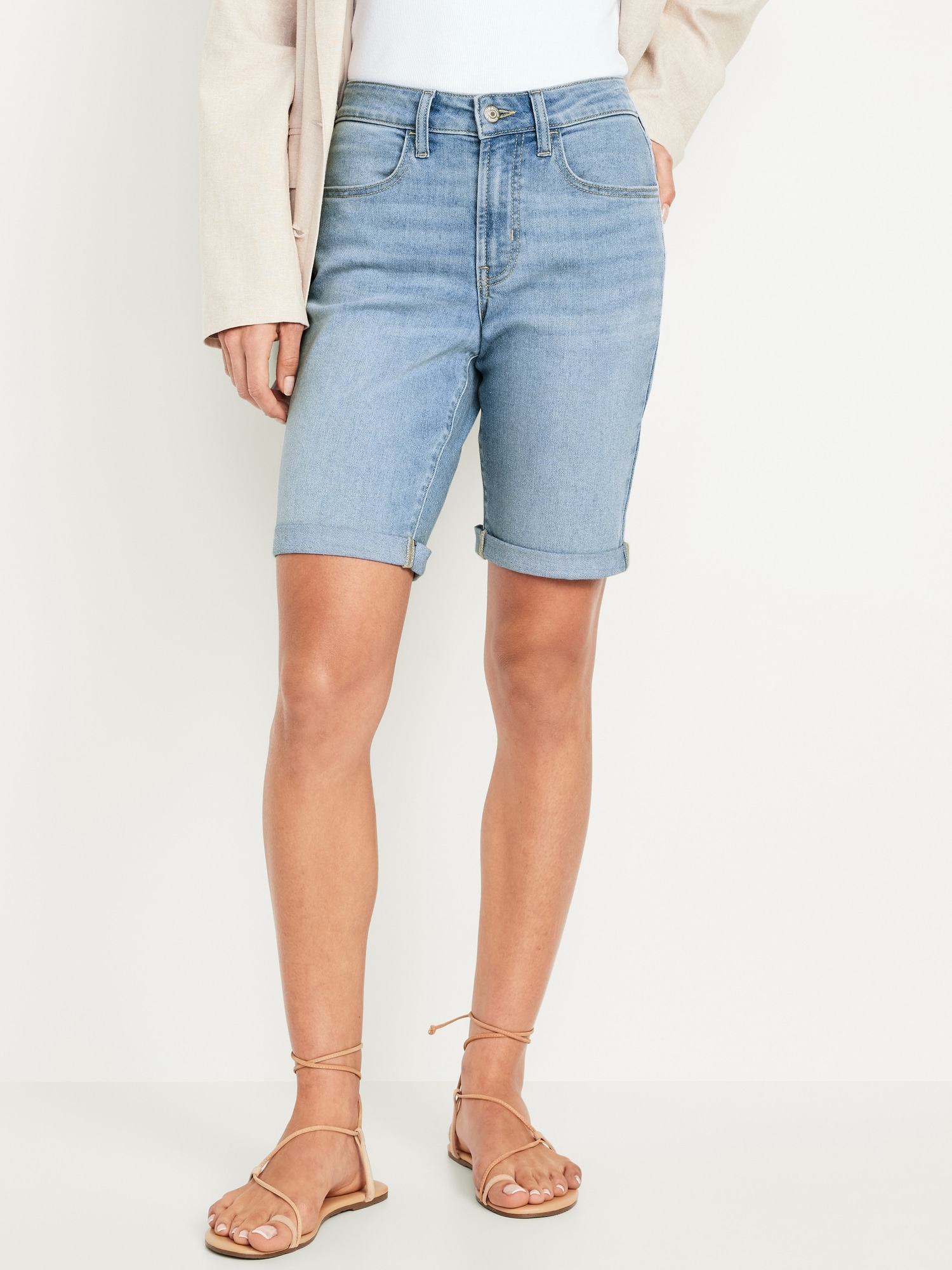 High-Waisted Wow Jean Shorts -- 9-inch inseam Hot Deal