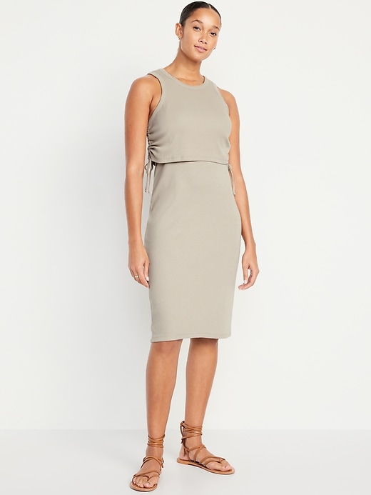 Image number 1 showing, Maternity Side-Tie Double-Layer Nursing Dress