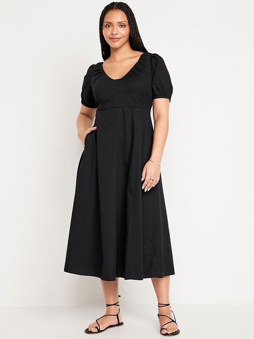 Image number 4 showing, Puff-Sleeve Midi Swing Dress
