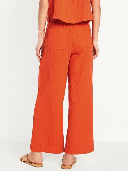 Image number 2 showing, High-Waisted Crinkle Gauze Pull-On Ankle Pants