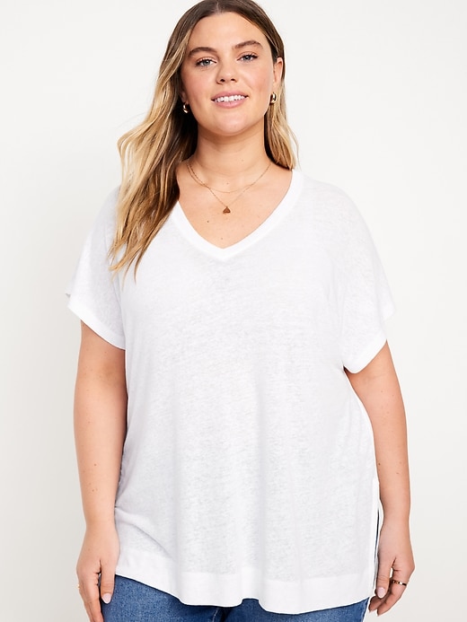 Image number 7 showing, Oversized Linen-Blend Tunic T-Shirt