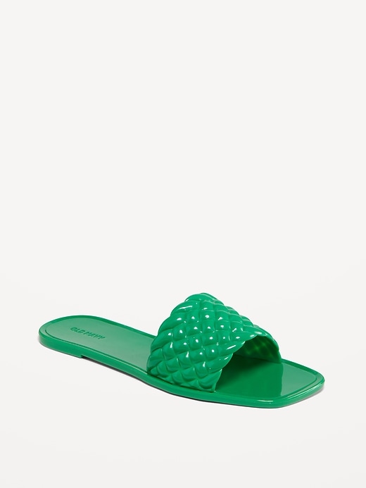 View large product image 1 of 1. Quilted Jelly Slide Sandals