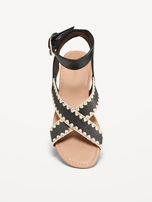 Image number 2 showing, Faux-Leather Cross-Strap Buckle Sandals