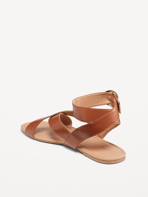 Image number 5 showing, Faux-Leather Cross-Strap Buckle Sandals