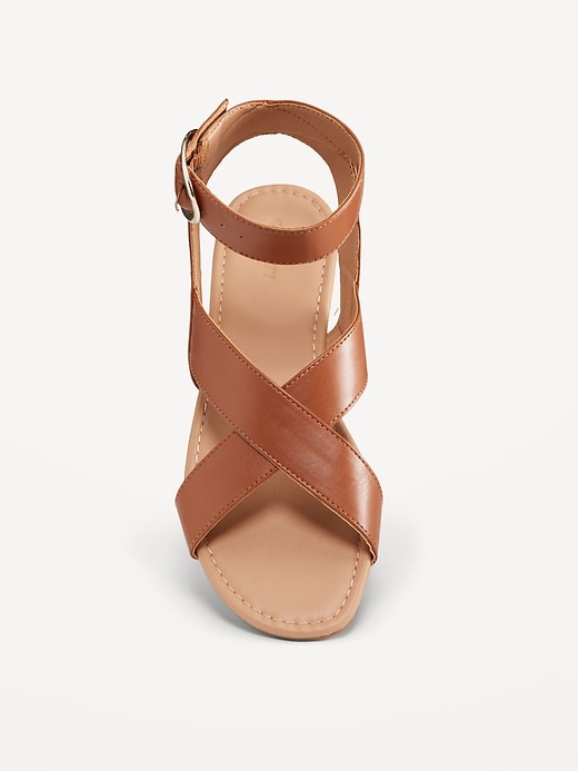 Image number 3 showing, Faux-Leather Cross-Strap Buckle Sandals