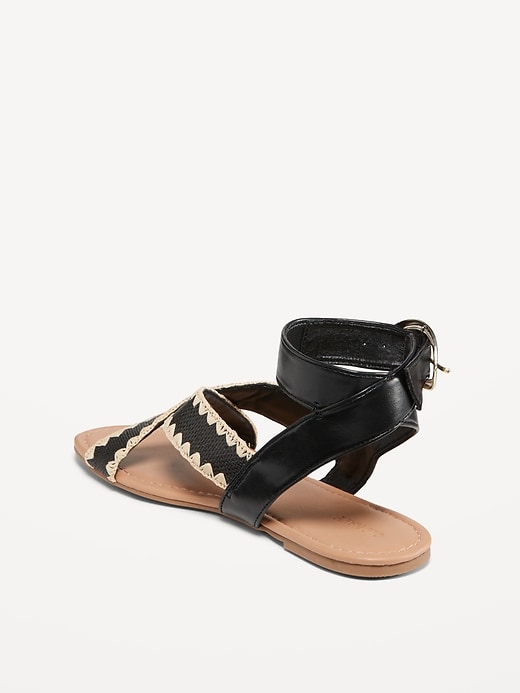 Image number 4 showing, Faux-Leather Cross-Strap Buckle Sandals