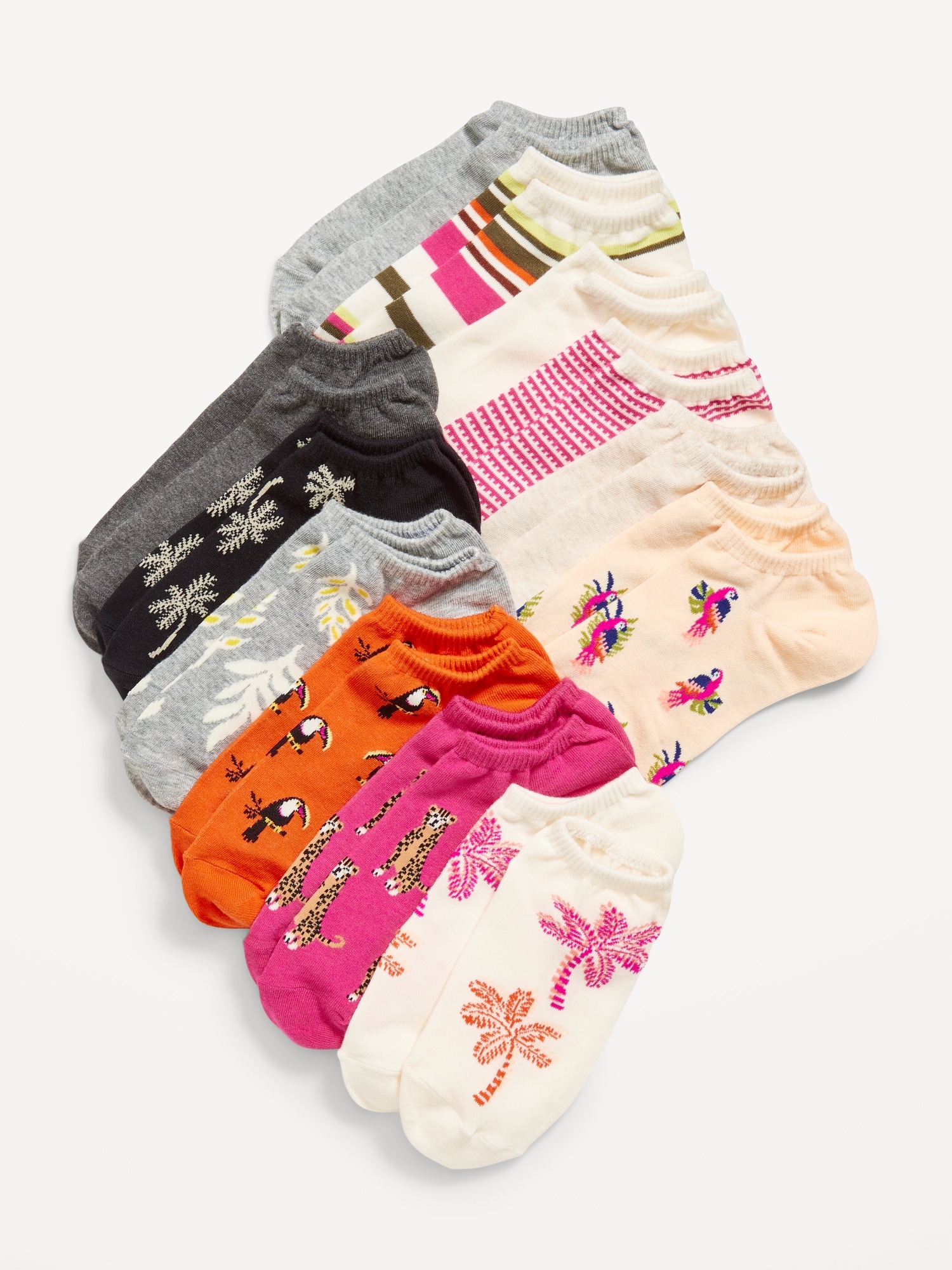 Old Navy Ankle Socks 6-Pack For Women red - 571368013