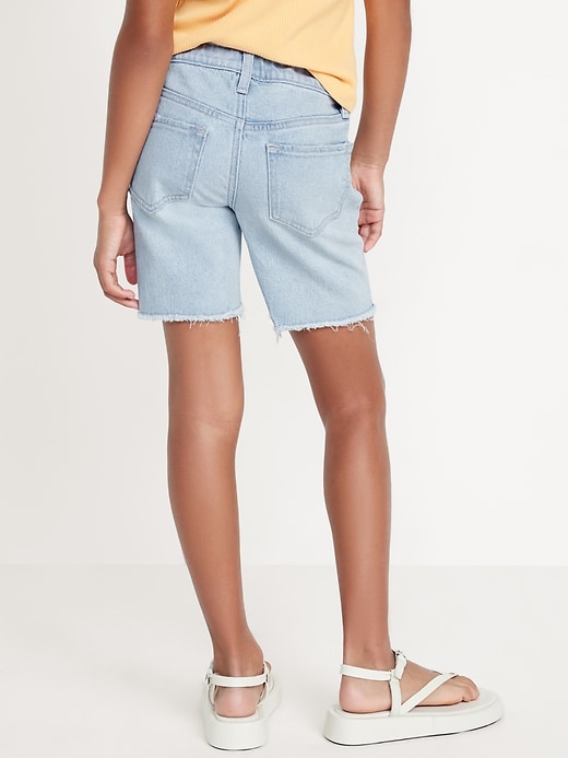 View large product image 2 of 4. High-Waisted Frayed-Hem Jean Bermuda Shorts for Girls