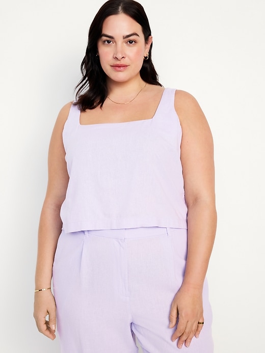 Image number 7 showing, Sleeveless Linen-Blend Crop Top