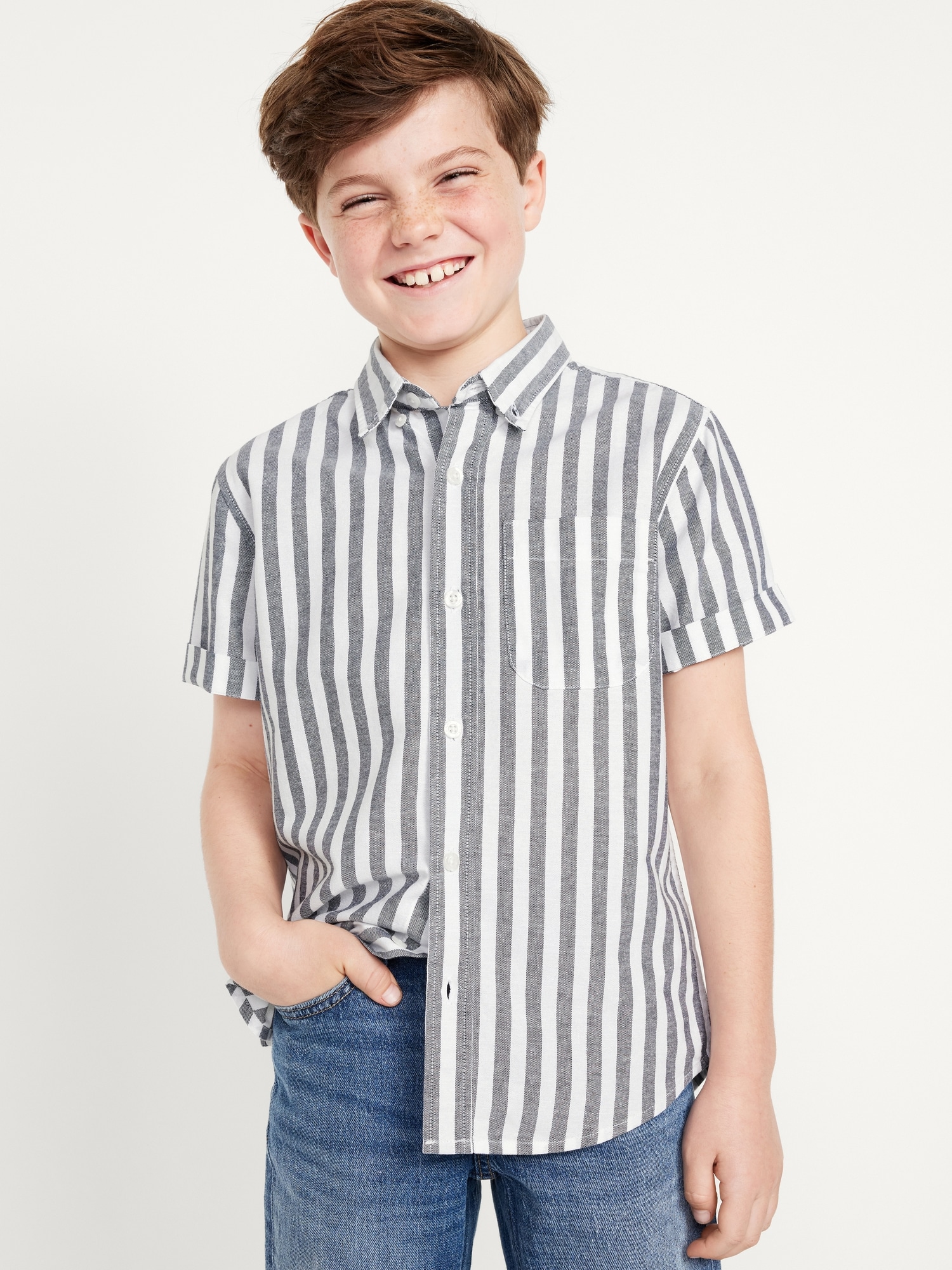 Printed Short-Sleeve Oxford Shirt for Boys