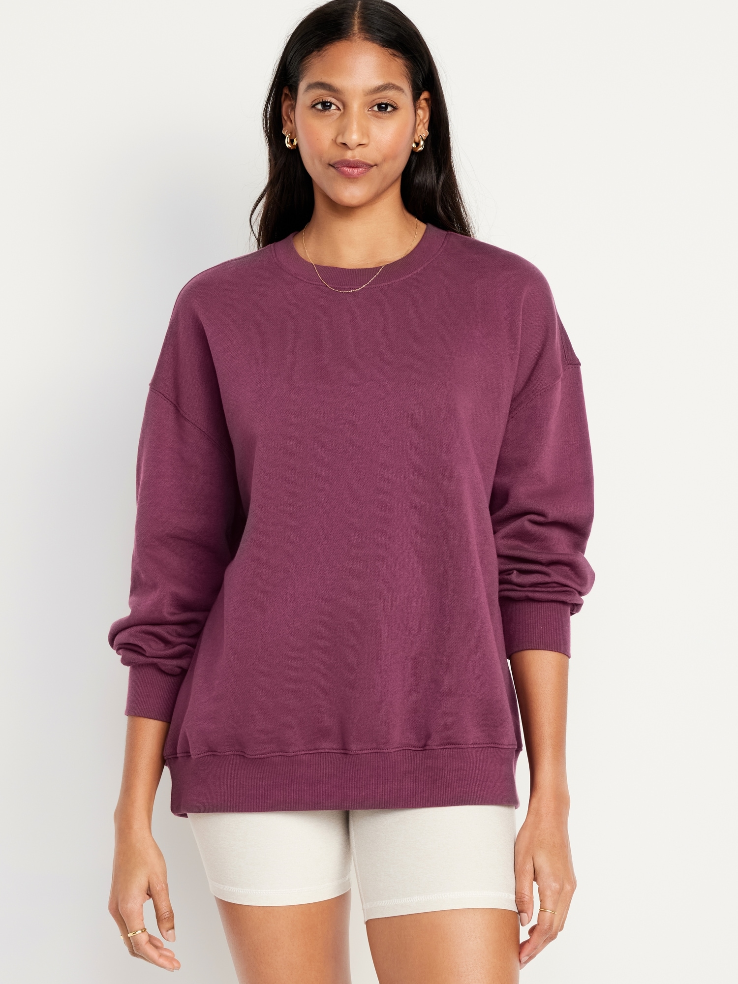 Ellos Women's Funnel-Neck Lounge Sweatshirt Tunic Sweatshirt