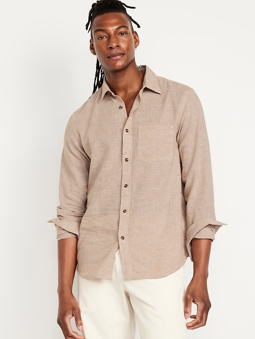 Image number 1 showing, Classic Fit Everyday Linen-Blend Shirt