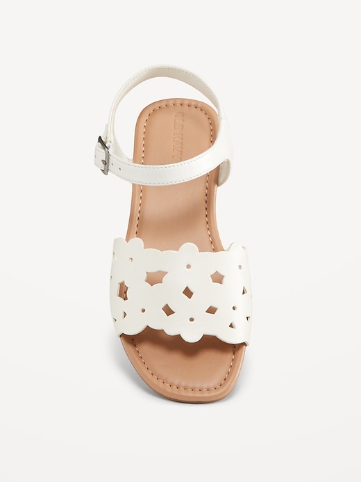 View large product image 2 of 4. Faux-Leather Floral Cutout Strap Sandals for Girls