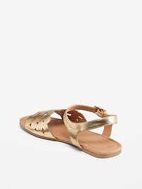 View large product image 4 of 4. Faux-Leather Floral Cutout Strap Sandals for Girls