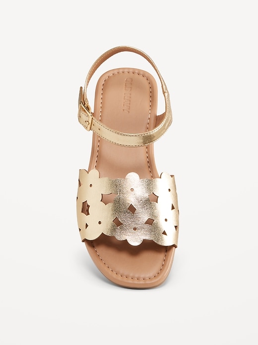 View large product image 2 of 4. Faux-Leather Floral Cutout Strap Sandals for Girls