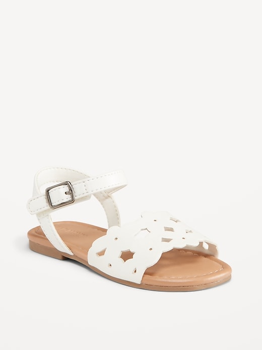 View large product image 1 of 4. Faux-Leather Cutout Sandals for Toddler Girls