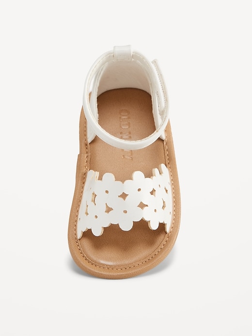 View large product image 2 of 4. Faux-Leather Floral Cutout Sandals for Baby