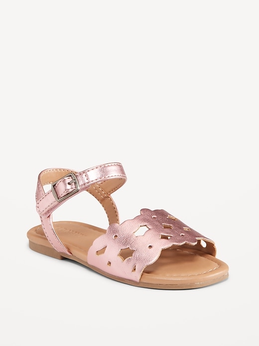 View large product image 1 of 3. Faux-Leather Cutout Sandals for Toddler Girls