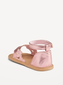 View large product image 3 of 3. Faux-Leather Floral Cutout Sandals for Baby