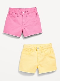 View large product image 3 of 4. High-Waisted Frayed-Hem Midi Shorts 2-Pack for Girls