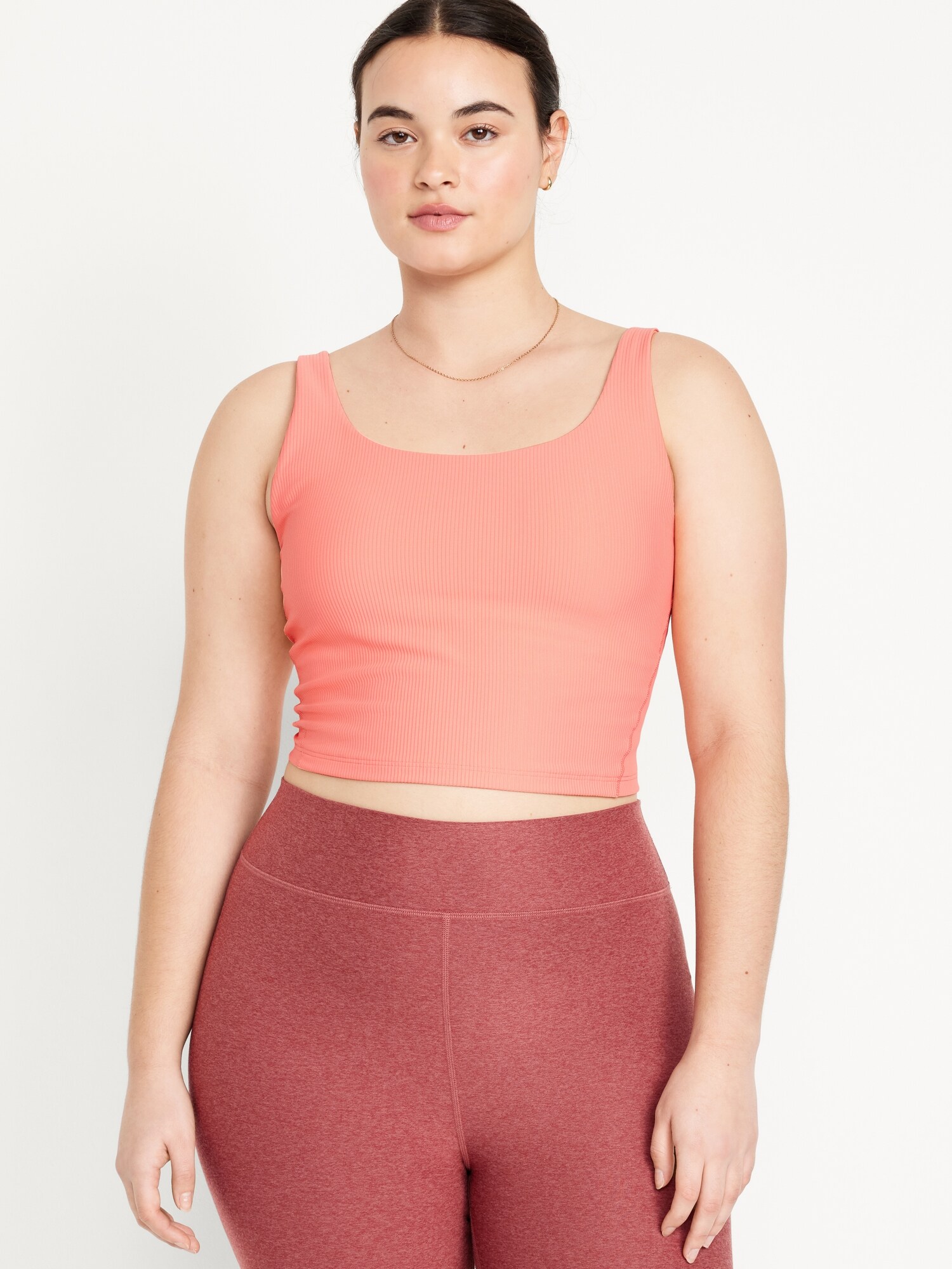 Old Navy Women's Light Support PowerSoft Longline Sports Bra Coral