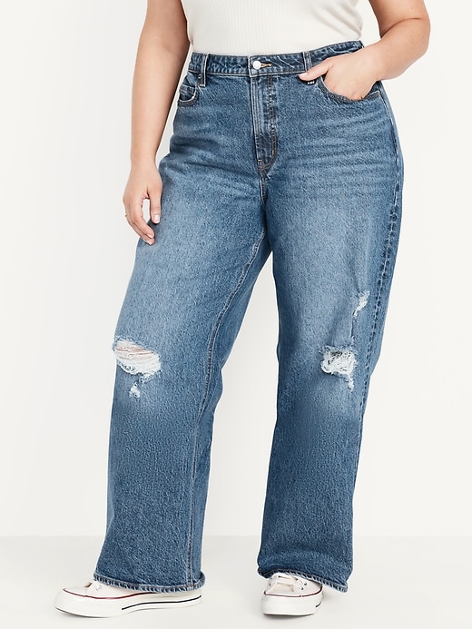 Image number 5 showing, Curvy Extra High-Waisted Wide-Leg Jeans