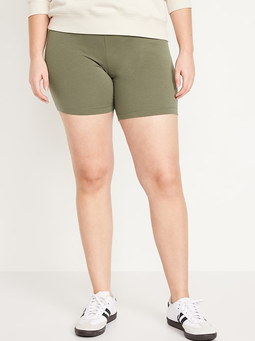 High-Waisted Jersey Bike Shorts For Women -- 7-Inch Inseam
