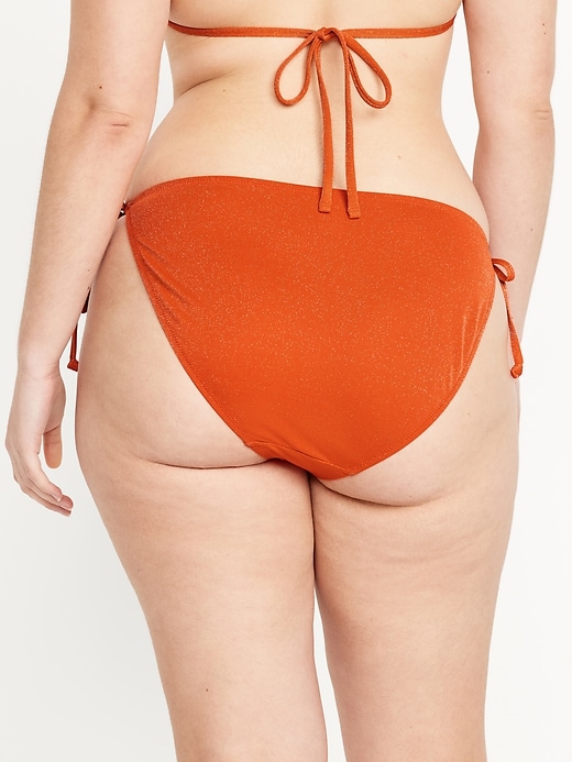 Image number 6 showing, Mid-Rise Side-Tie Shine String Bikini Swim Bottoms