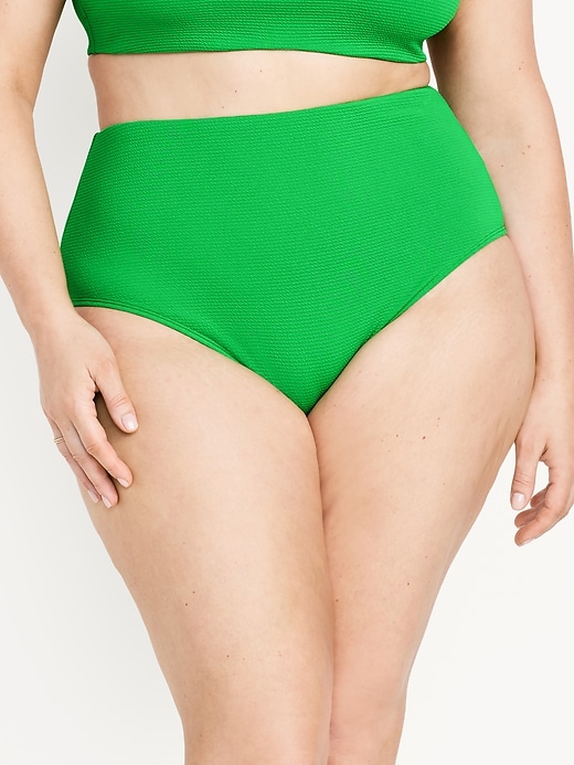 Image number 7 showing, High-Waisted French-Cut Puckered Bikini Swim Bottoms