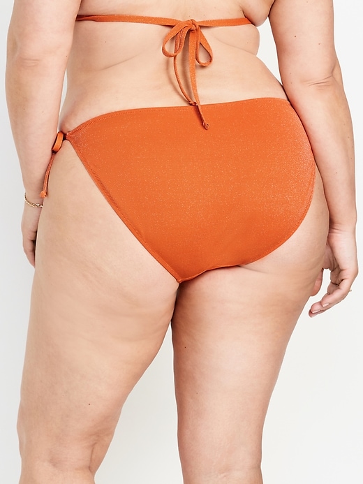 Image number 8 showing, Mid-Rise Side-Tie Shine String Bikini Swim Bottoms