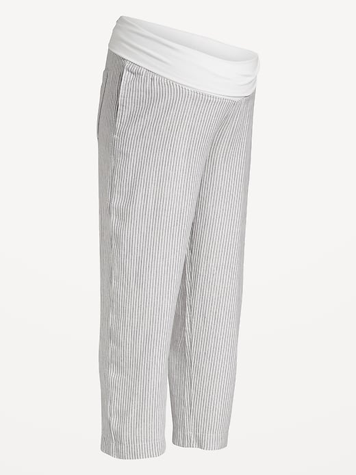 Image number 4 showing, Maternity Rollover-Waist Linen-Blend Pant