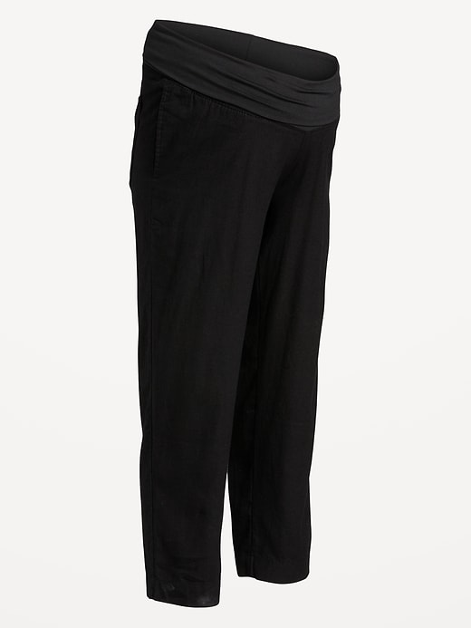 Image number 4 showing, Maternity Rollover-Waist Linen Blend Pant